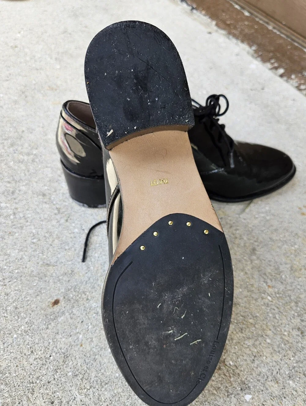 Louise et Cie Finch Shoes Womens 7M US  Oxford Lace Up Block Heels Leather Black